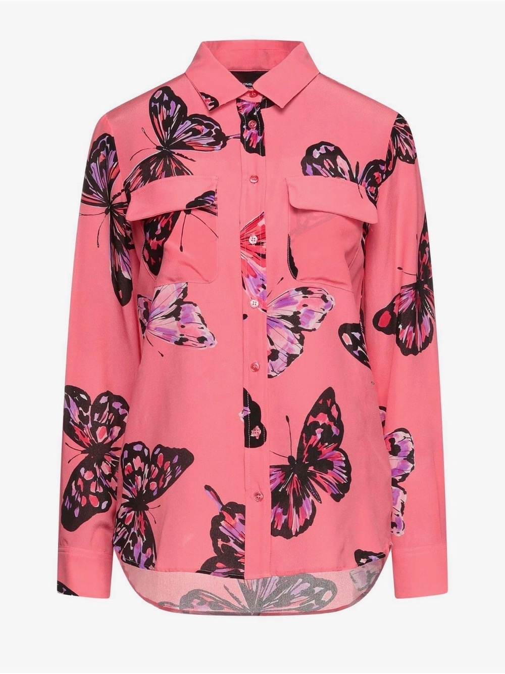 NWOT Atos Lombardini Pink Butterfly Button-Up Blouse Size M/L/44
